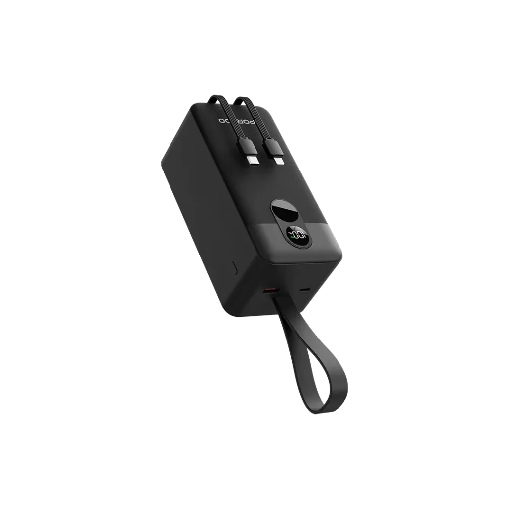 پاوربانک پرودو Porodo PB061 ظرفیت 50000 میلی‌آمپر با کابل‌های داخلی USB-C و Lightning