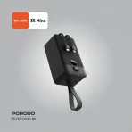 پاوربانک Porodo PB061 50000mAh با کابل داخلی Type-C و Lightning متصل به بدنه