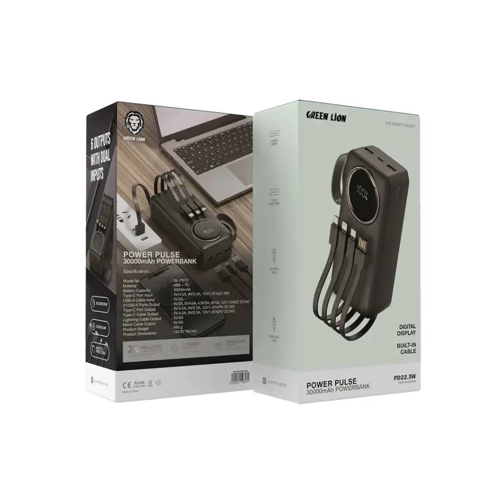 photo_2025-03-13_00-38-18 پاوربانک 30 هزار فست مدل Pulse گرین لاین - تصویر 1