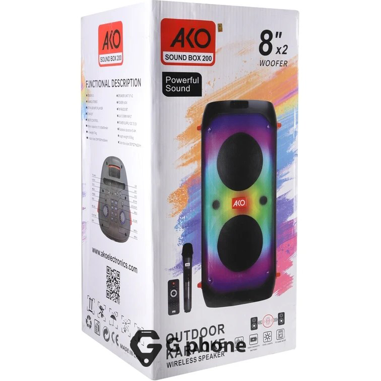اسپیکر آکو Sound Box 200 با لوازم جانبی اسپیکر آکو Sound Box 200 مناسب مهمانی با ریموت و میکروفون