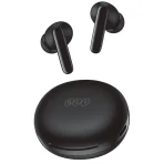 نمای کامل هدفون بی سیم QCY T13 ANC 2 با کیس شارژ و سری سیلیکونی