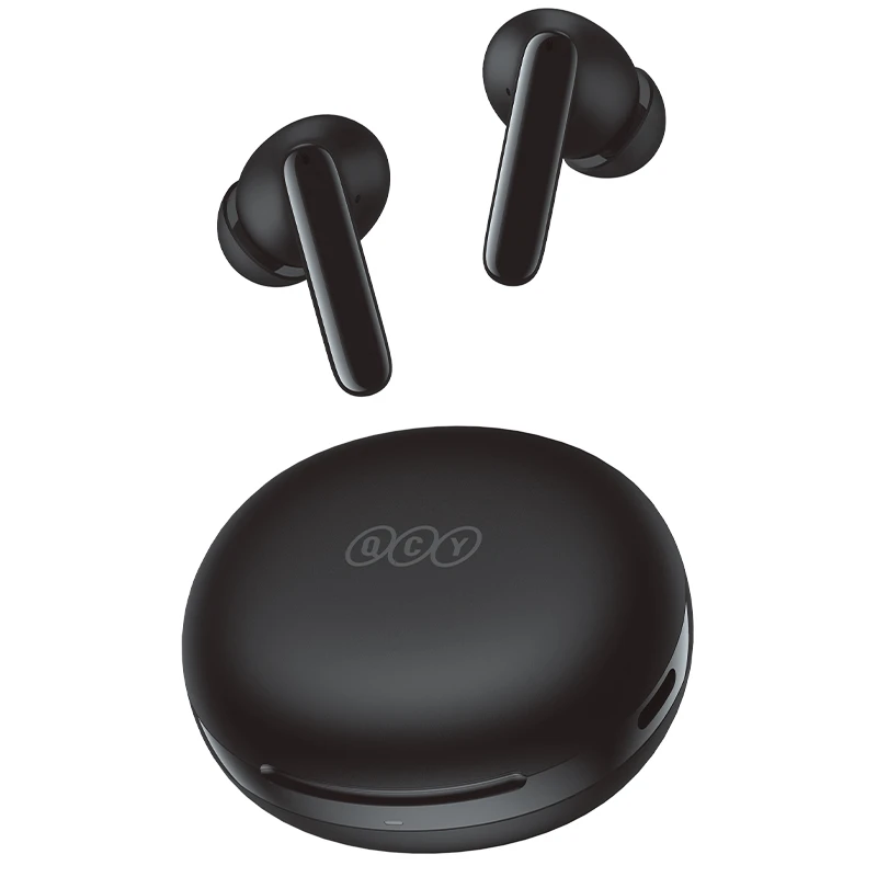 QCY T13 ANC 2 مشخصات کامل | نویز کنسلینگ 28dB | 4 میکروفون ENC | بلوتوث 5.3 | تاخیر 68ms | 30 ساعت باتری نمای کامل هدفون بی سیم QCY T13 ANC 2 با کیس شارژ و سری سیلیکونی