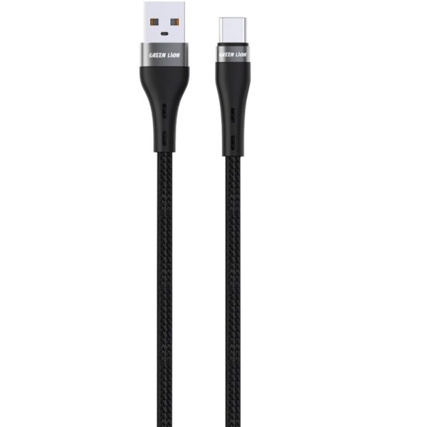 کابل بافته‌شده Green Lion USB-A به USB-C با شارژ سریع ۳ آمپر و مقاومت ۱۰۰۰۰ خمش