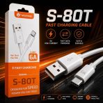 کابل USB به USB-C ساساتیری مدل S-80T سفید و سفید متالیک